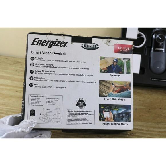 New Energizer Connect 1080p Smart Video Doorbell EOD1-1002-SIL Open Box - Picture 4 of 5